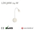 Kinkiet LED - Bianco Intelligente - naścienny lampka LED na ścianę biała / do czytania/ do sypialni / do salonu / biała naturalna neutralna LDK3NW-24-W