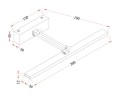 Wymiary Kinkiet LED nad obraz / lustro na ścianę naścienny / lampy łazienkowe / barwa naturalna neutralna / czarny / LDK45NW-390-28-B
