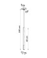 Lampa sufitowa wisząca czarna + chrom - wymiar