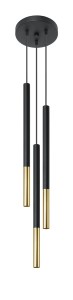 Lampa sufitowa wisząca czarno-złota 90 cm trzy klosze