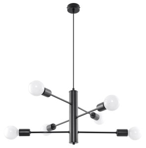 Lampa sufitowa Czarny żyrandol 85 cm sześć kloszy