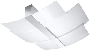 Plafon z mlecznym szklanym kloszem + chrom E27