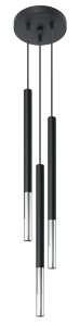 Lampa sufitowa wisząca czarna + chrom 90 cm trzy klosze