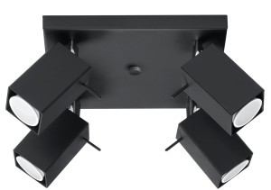 Lampa sufitowa punktowa czarna styl industrialny cztery klosze