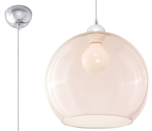 Lampa wisząca kolor szampański okrągła szklana przeźroczysta