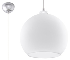 Lampa wisząca kolor biała mleczna szklana kula E27