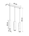 Lampa sufitowa wisząca czarna + chrom - wymiar