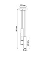 Lampa sufitowa wisząca czarna + chrom - wymiar