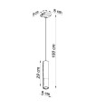 Lampa sufitowa wisząca czarna + chrom - wymiar