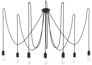 Lampa sufitowa SPIDER black czarna siedem kloszy