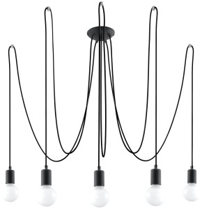 Lampa sufitowa SPIDER black czarna pięć kloszy