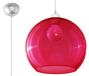 Lampa wisząca kolor czerwony szklana kula E27