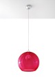 Lampa wisząca kolor czerwony okrągła szklana przeźroczysta