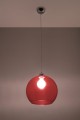 Lampa wisząca kolor czerwony okrągła szklana przeźroczysta