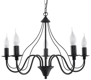 Lampa sufitowa Żyrandol świecznikowy czarny pięć kloszy