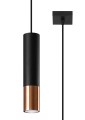 Lampa sufitowa wisząca czarna + miedź