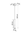 Lampa sufitowa wisząca czarna + miedź - wymiar