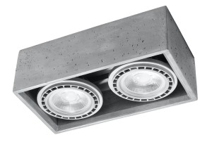 Lampa sufitowa SPOT betonowy prostokąt, podwójny