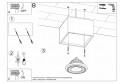 Lampa sufitowa SPOT betonowy kwadrat szara - montaż