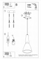 Lampa sufitowa wisząca betonowa szara - montaż