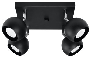 Lampa sufitowa czarna kwadrat, cztery punkty świetlne