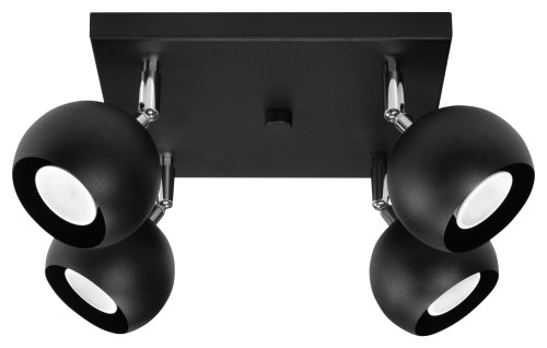 Lampa sufitowa czarna cztery klosze loft