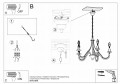 Lampa sufitowa Żyrandol świecznikowy biały pięć kloszy E14 jak z dawnych lat świeczka zamek - montaż