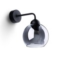 Kinkiet czarny na ścianę kula przezroczysty jeden klosz E27 bańka