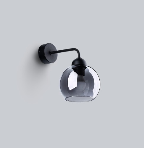 Kinkiet czarny na ścianę kula przezroczysty jeden klosz E27 bańka [2]