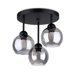 Lampa sufitowa plafon czarny kule przezroczyste trzy klosze E27