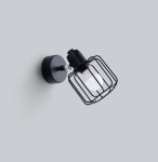 Kinkiet czarny jeden klosz z pręcikami stalowy krótki E14