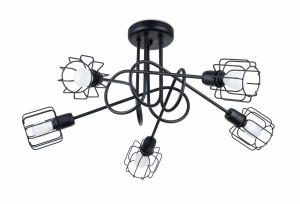 Żyrandol pięć kloszy 10/11 cm czarny z pręcikami E14