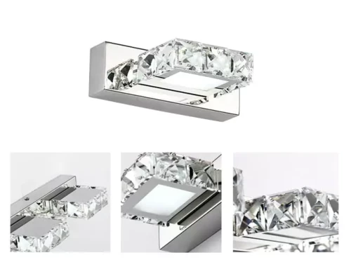 Kinkiet LED 16 cm Barwa zimna Lampa nad lustro kryształki LDK16CW-1-8