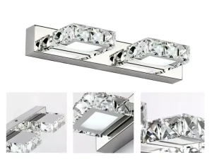 Kinkiet LED 32 cm Barwa zimna Lampa nad lustro kryształki