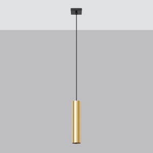 Lampa wisząca na listwie złoty połysk jedna tuba GU10