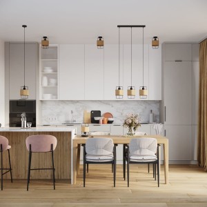 Lampa wisząca ze stalowymi pręcikami drewno naturalna jeden klosz E27