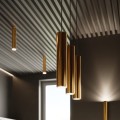 Lampa wisząca na listwie złoty połysk trzy tuby GU10 - wnętrze
