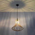 Lampa wisząca sufitowa naturalne drewno dzwonek E27 [3]