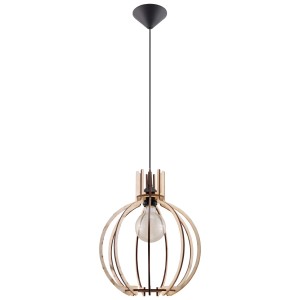 Lampa wisząca sufitowa naturalne drewno okrągła E27