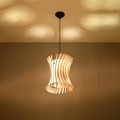 Lampa wisząca drewniana naturalna abstrakcyjny kształt E27 ciekawe efekty świetlne [3]