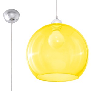 Lampa wisząca kolor żółty szklana kula E27