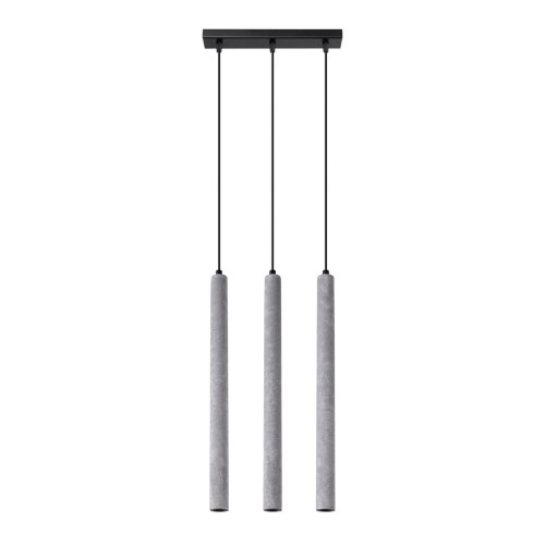 Lampa wisząca na listwie szara betonowa trzy kloszy G9