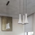 Lampa wisząca betonowa pojedyncza szara dzwonek E14 nad stół wyspę lub kuchenną - wnętrze