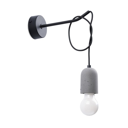 Kinkiet betonowy pojedynczy szaro-czarny E27 50 cm surowy styl loft