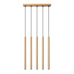 Lampa wisząca  złota na listwie pięć kloszy tuby G9