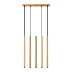 Lampa wisząca  złota na listwie pięć kloszy tuby G9