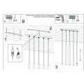 Lampa wisząca  złota na listwie pięć kloszy tuby G9 - schemat instalacji
