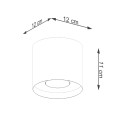 Plafon złoty okrągły aluminiowy 12/12/11 cm GU10 - wymiar