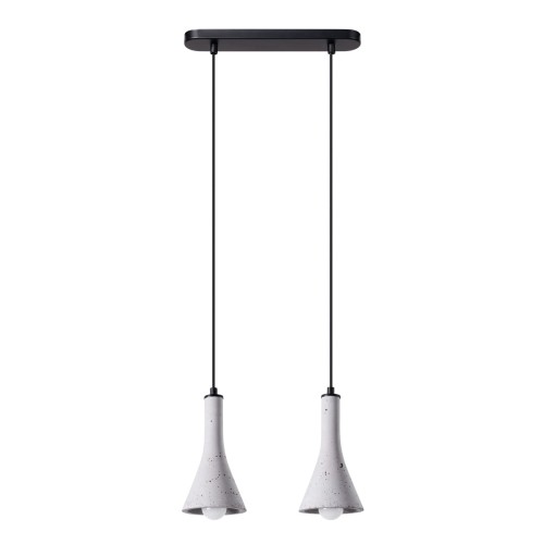 Lampa wisząca betonowa szara dzwonki dwa klosze E14