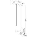 Lampa wisząca betonowa szara dzwonki dwa klosze E14 - wymiar
